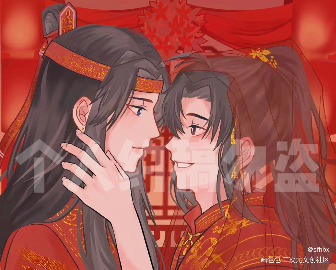 忘羡大婚图_魔道祖师忘羡绘画作品