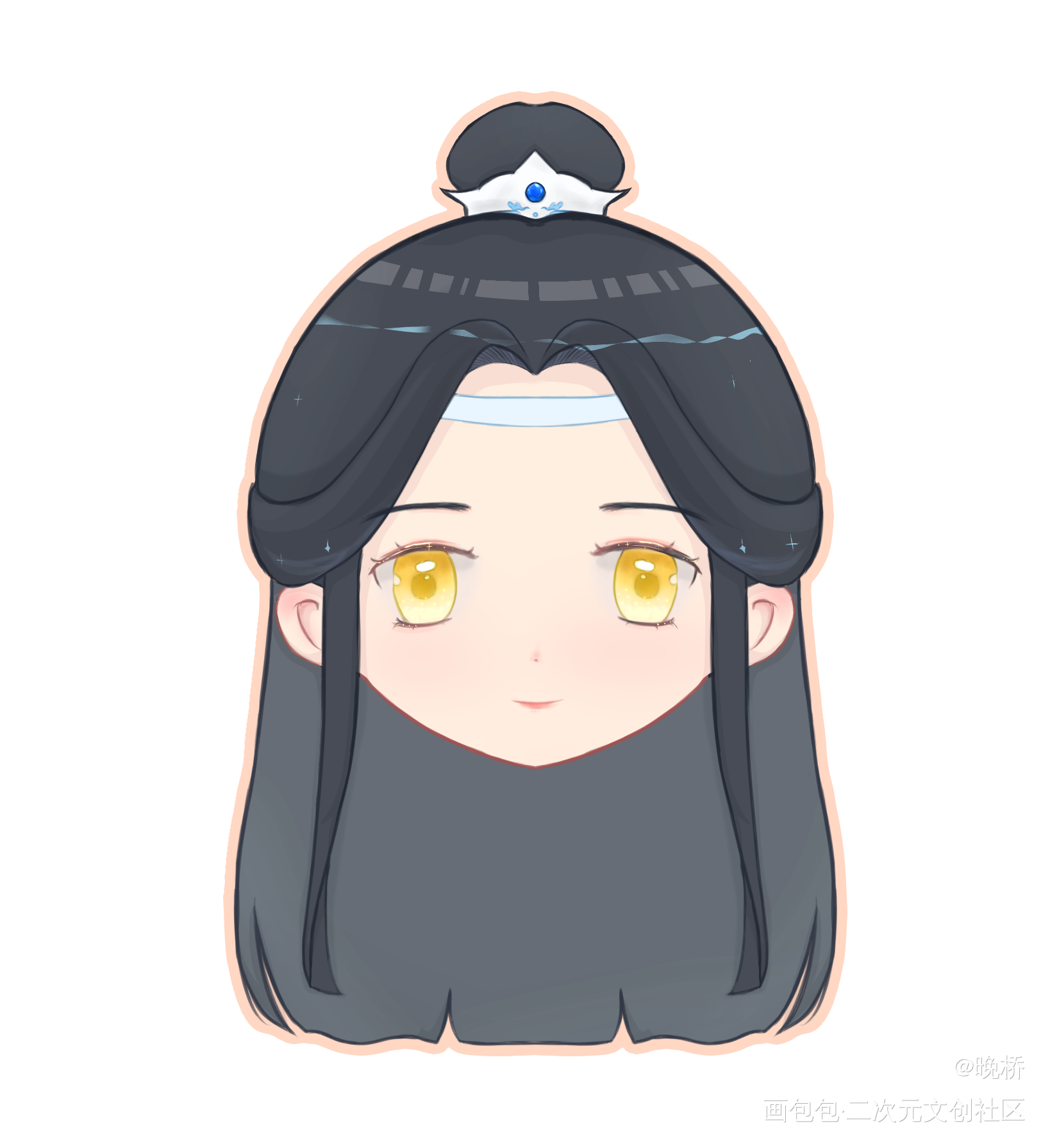 叽崽大头贴_魔道祖师蓝忘机Q版绘画作品