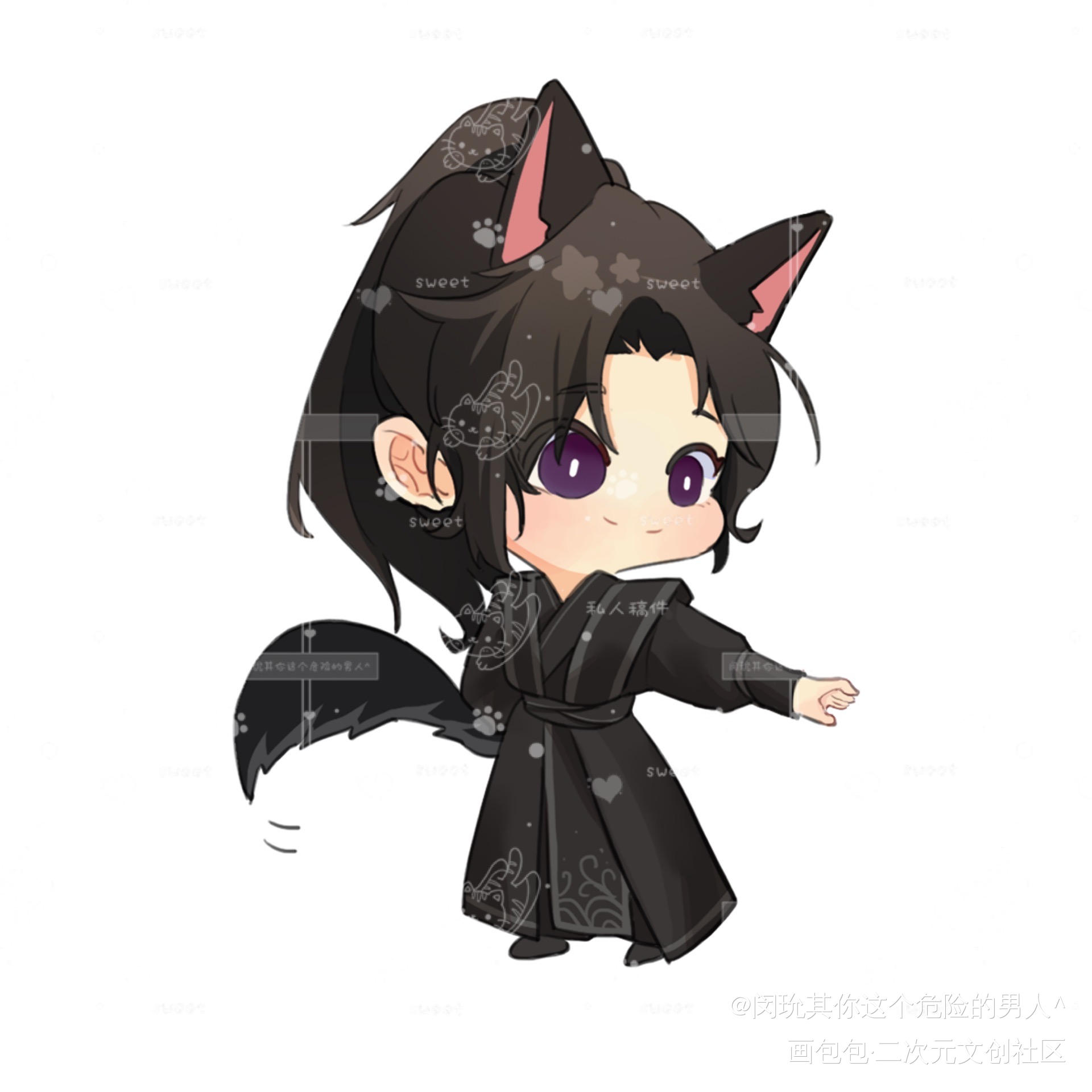 2.0和师尊牵小手_二哈和他的白猫师尊燃晚Q版我要上首推头像绘画作品