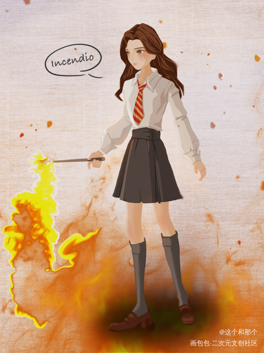 “Incendio！”_哈利波特平涂哈利波特魔法觉醒绘画作品