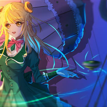 【蓝若冰】_日系插画蓝若冰战斗王之飓风战魂壁纸板绘绘画作品