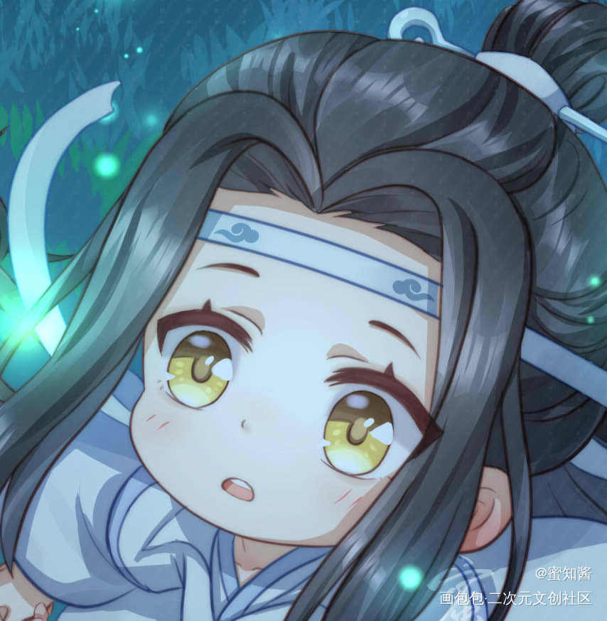 魔道同人幼年忘羡看萤火虫_魔道祖师忘羡蓝忘机魏无羡平涂日系Q版我要上首推插画同人绘画作品