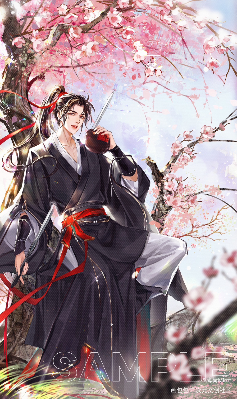 少年和酒_魔道祖师忘羡绘画作品