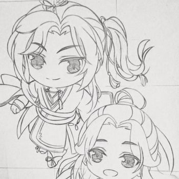 临摹_墨香铜臭临摹天官赐福花怜绘画作品