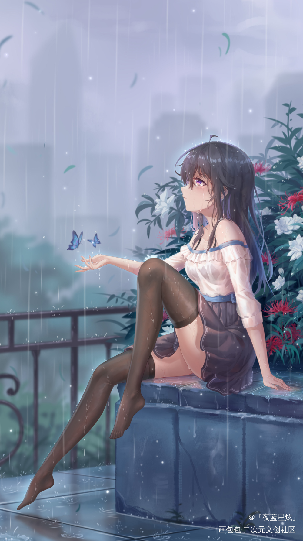 雨_日系绘画原创oc绘画作品