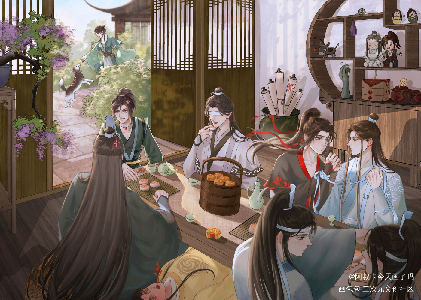 义城篇剧组过中秋_魔道祖师忘羡蓝忘机魏无羡古风绘画作品
