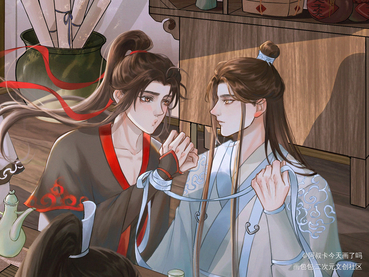 义城篇剧组过中秋_魔道祖师忘羡蓝忘机魏无羡古风绘画作品