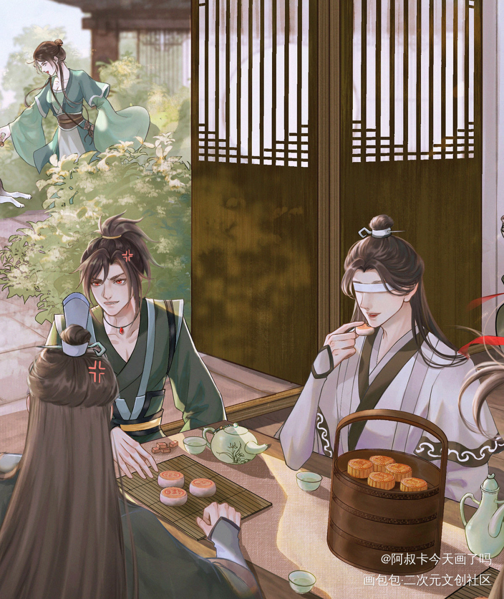义城篇剧组过中秋_魔道祖师忘羡蓝忘机魏无羡古风绘画作品