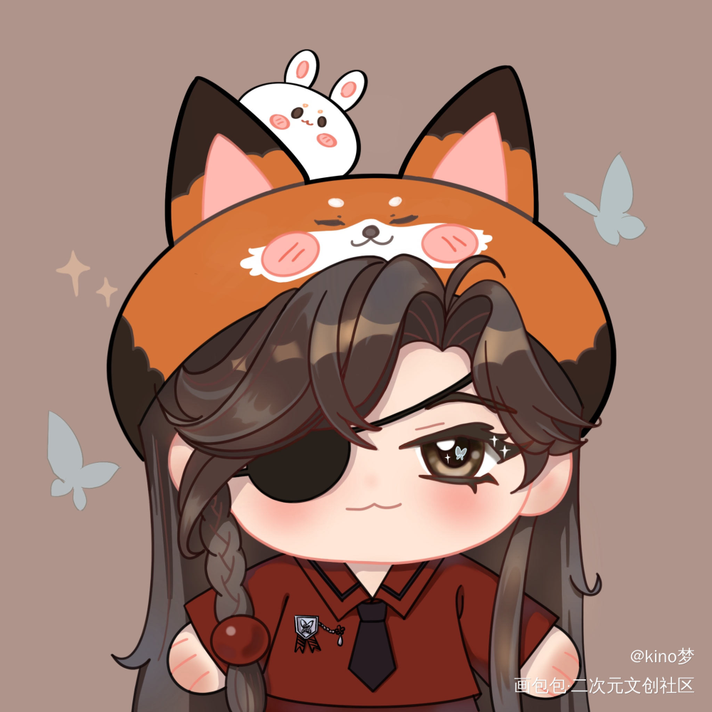 小狐狸水手服花城_天官赐福花怜花城平涂日系Q版插画墨香铜臭板绘绘画作品