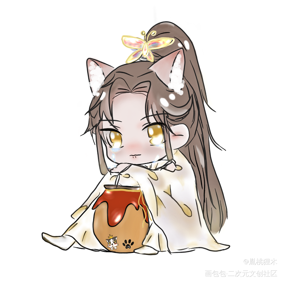 _二哈和他的白猫师尊燃晚楚晚宁Q版绘画作品