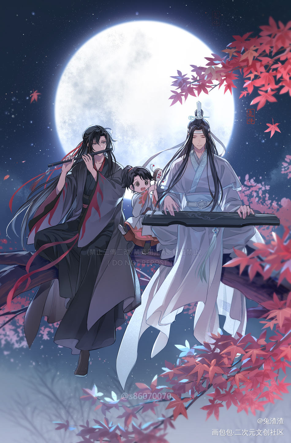 合奏～中秋快樂！_魔道祖师忘羡绘画作品