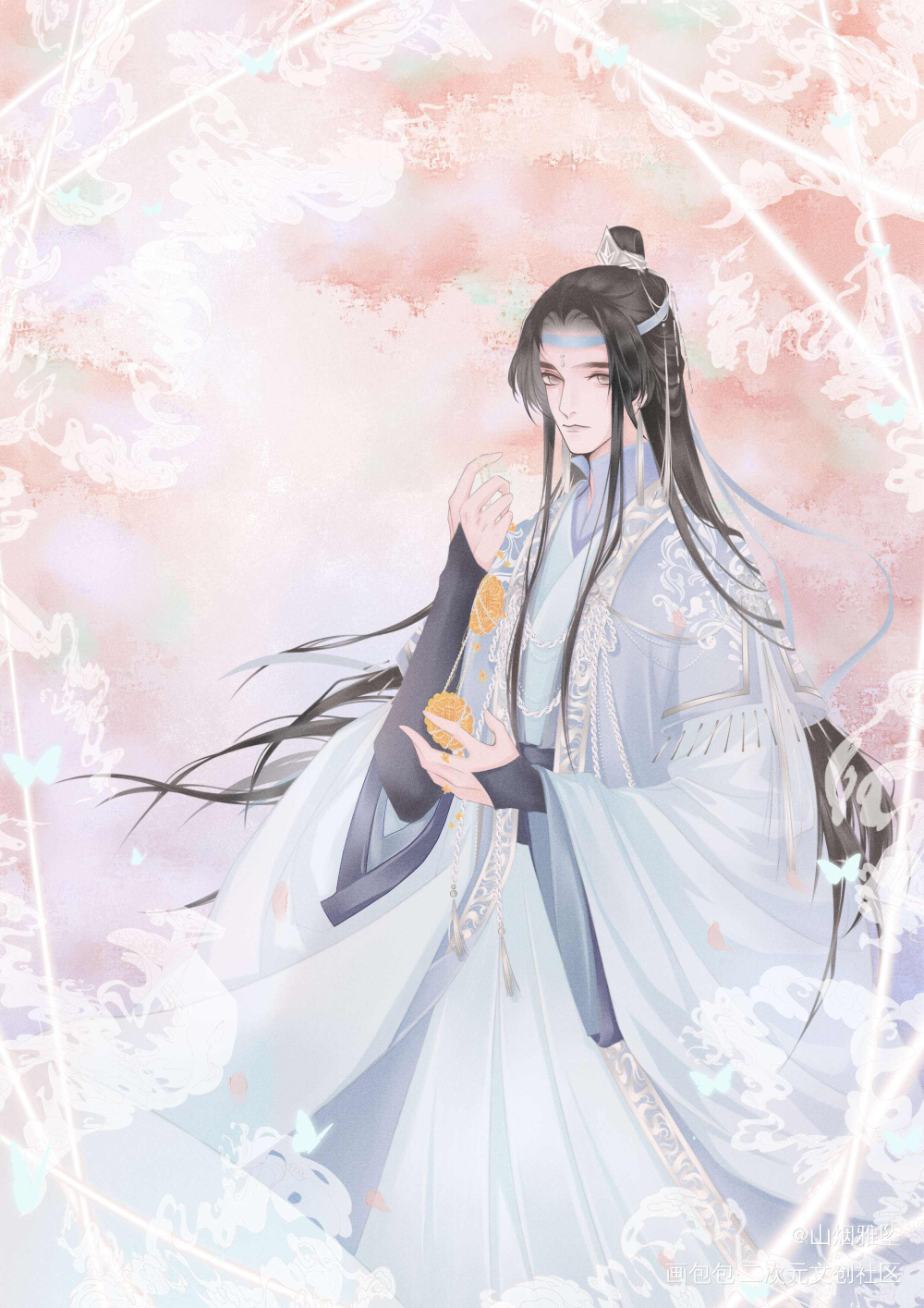 中秋快乐吖！_魔道祖师忘羡蓝忘机绘画作品