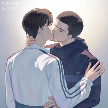 中秋快乐,飞丞亲亲_插图板绘同人撒野顾飞蒋丞厚涂绘画作品