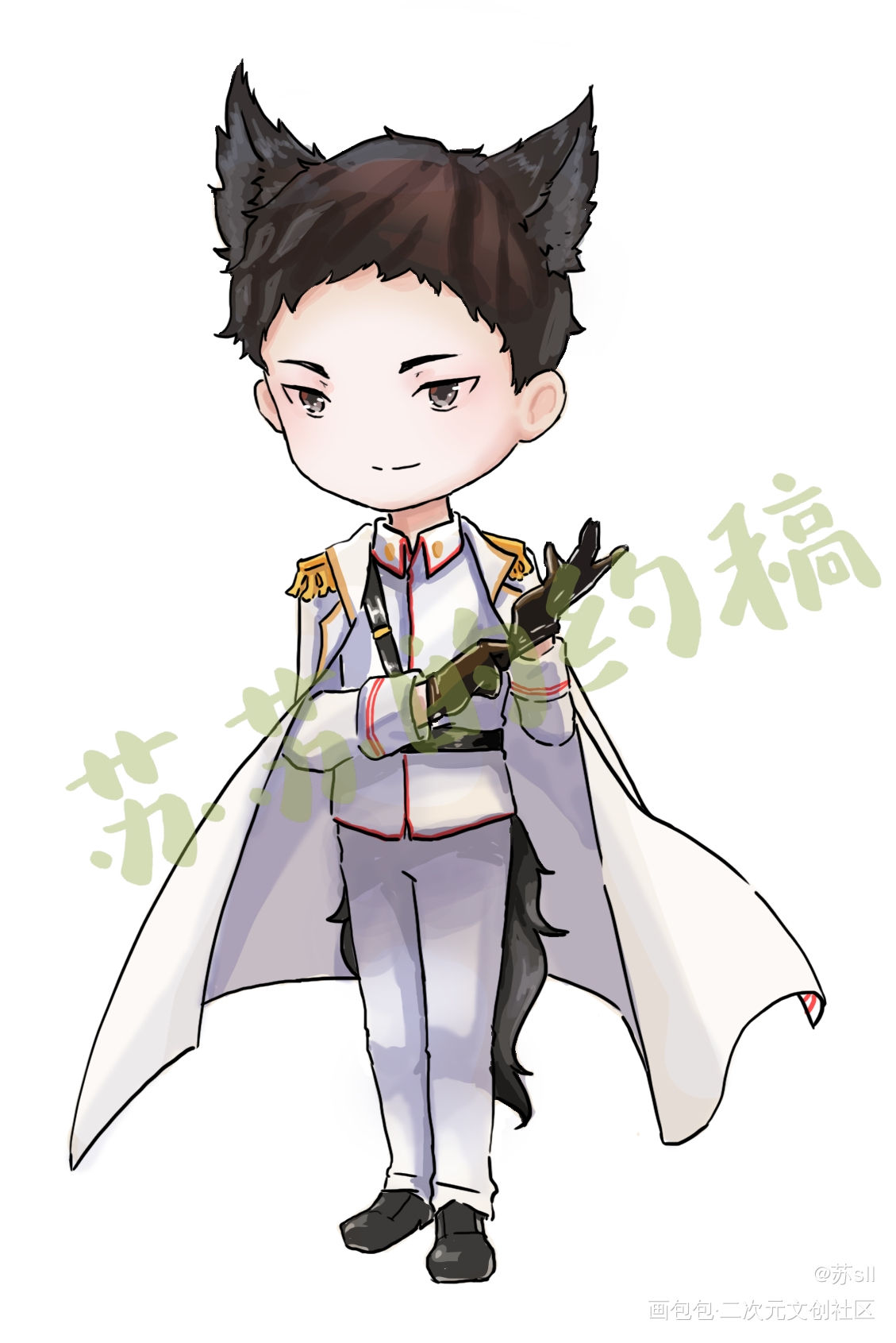 白色军阀狗子_针锋对决188男团原顾Q版约稿绘画作品