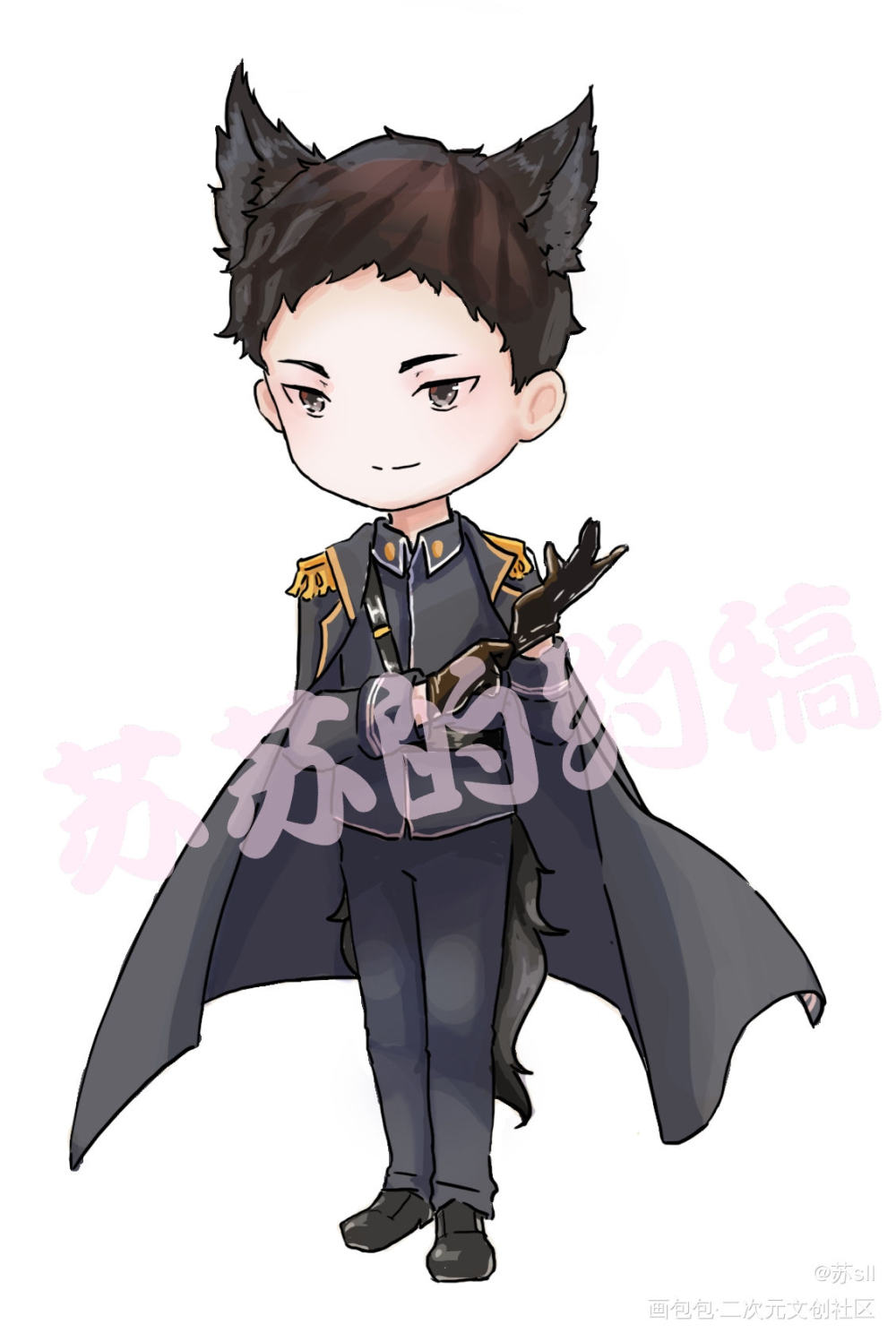 黑色军阀狗子_针锋对决188男团原顾Q版约稿绘画作品