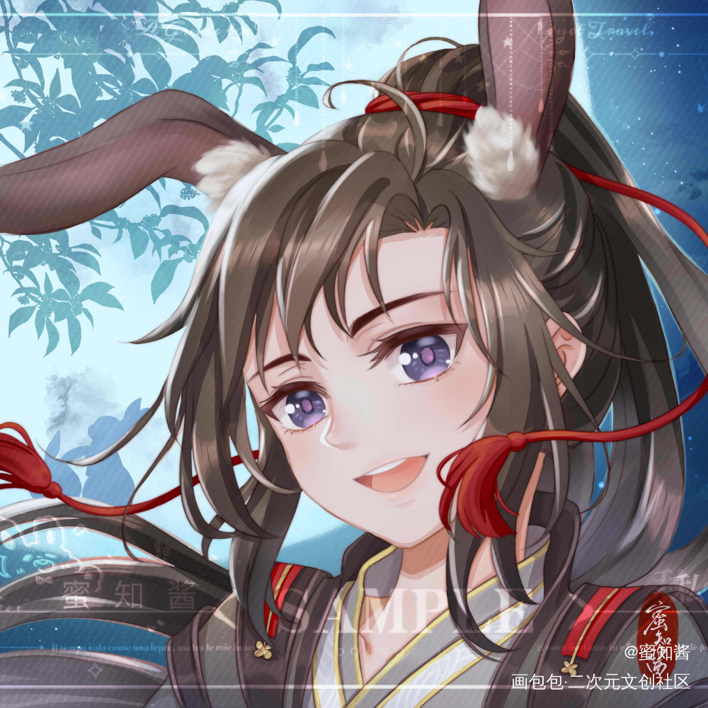 忘羡中秋贺图-羡羡兔_魔道祖师忘羡魏无羡平涂日系我要上首推插画同人绘画作品