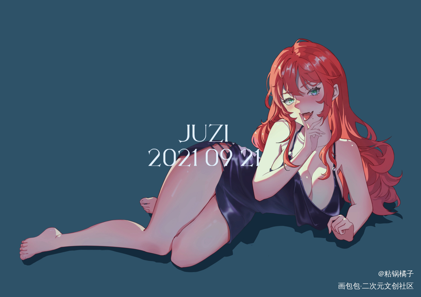 中秋快乐鸭_平涂日系绘画原创绘画作品