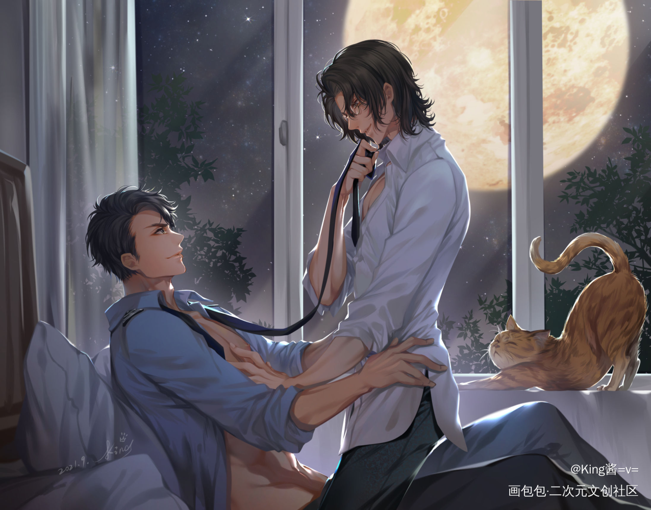又是一年中秋夜_默读闻舟渡我绘画作品