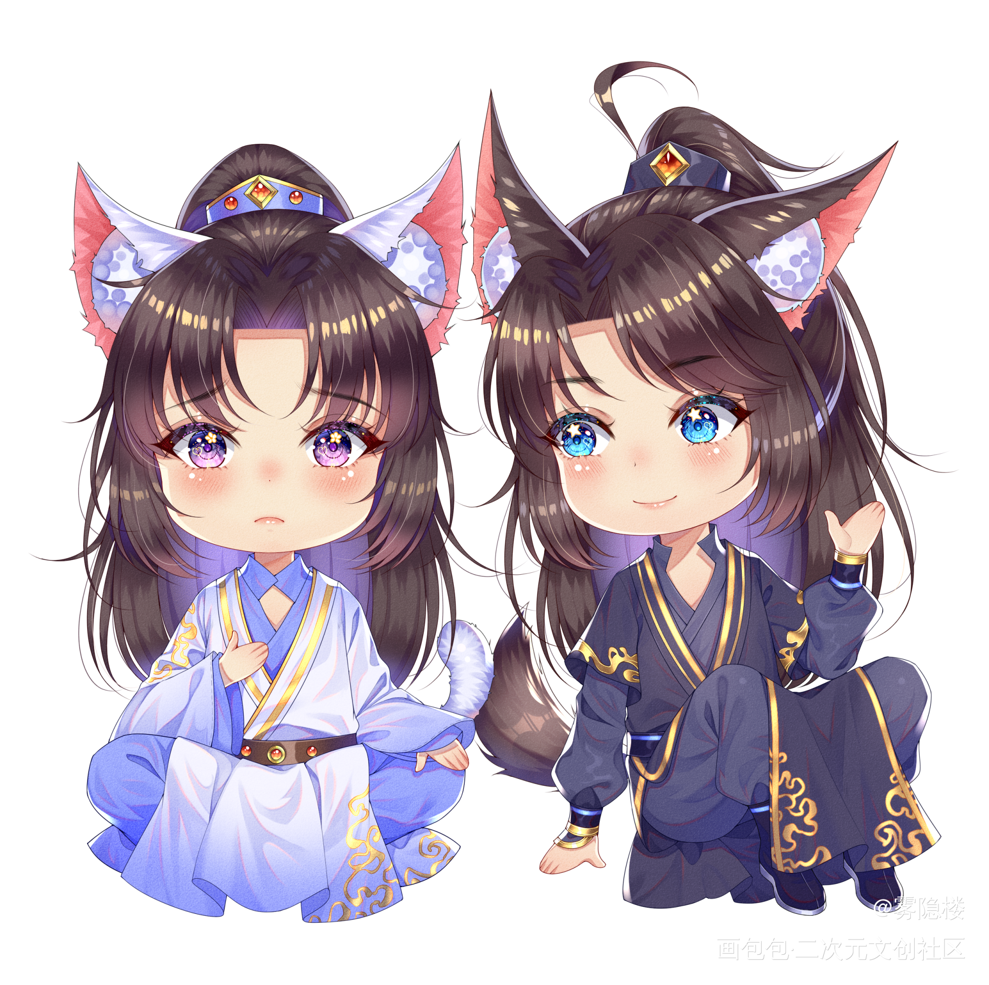 中秋快乐！_二哈和他的白猫师尊燃晚墨燃楚晚宁古风Q版绘画作品