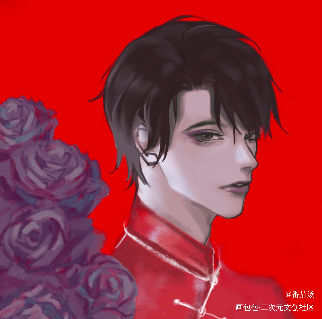 晏明修/红玫瑰_188男团晏周晏明修绘画作品