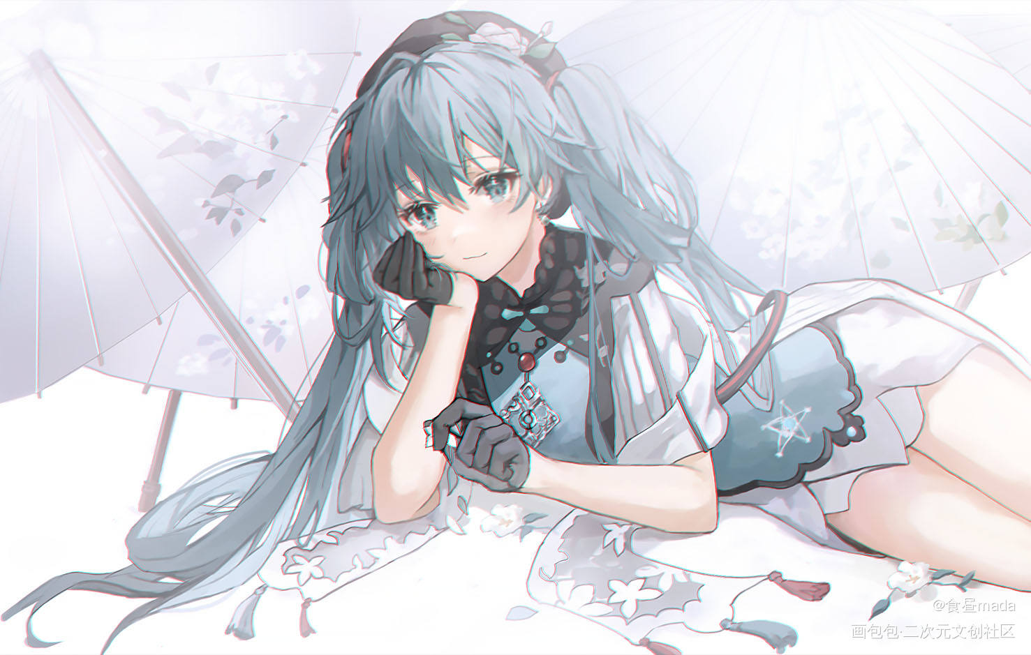 Miku_VOCALOID初音未来日系插画绘画作品