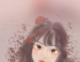 玫瑰少女_绘画作品