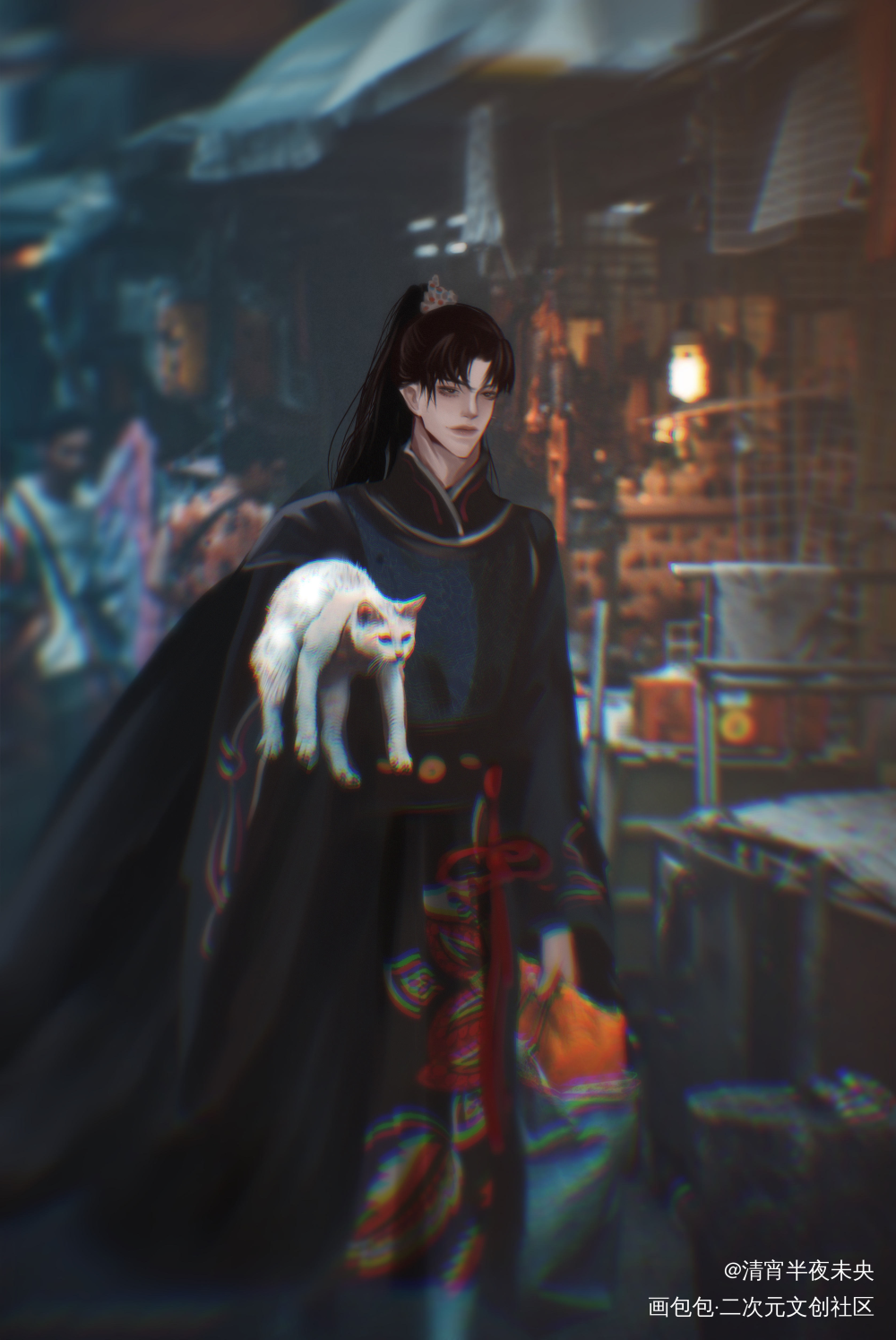 二哈和他的白猫师尊_二哈和他的白猫师尊燃晚约稿绘画作品