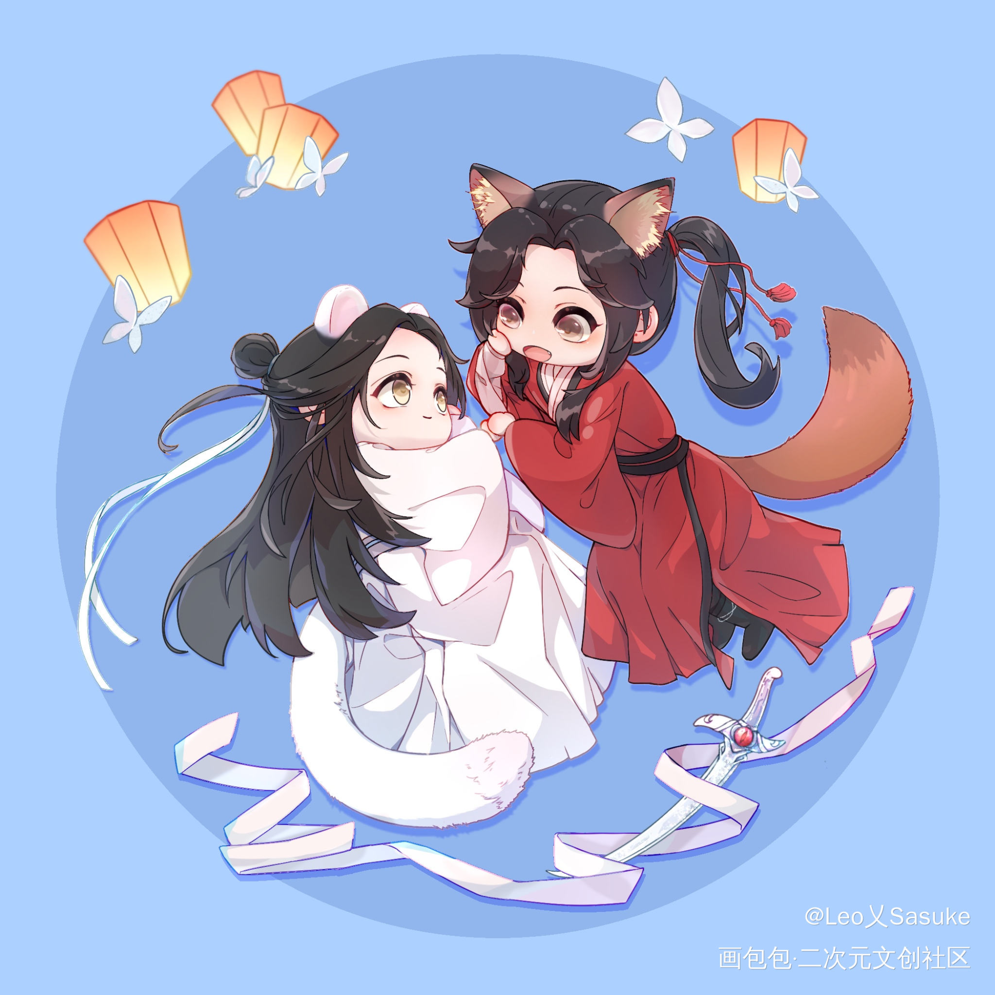 听花花讲故事_天官赐福花怜谢怜花城绘画作品