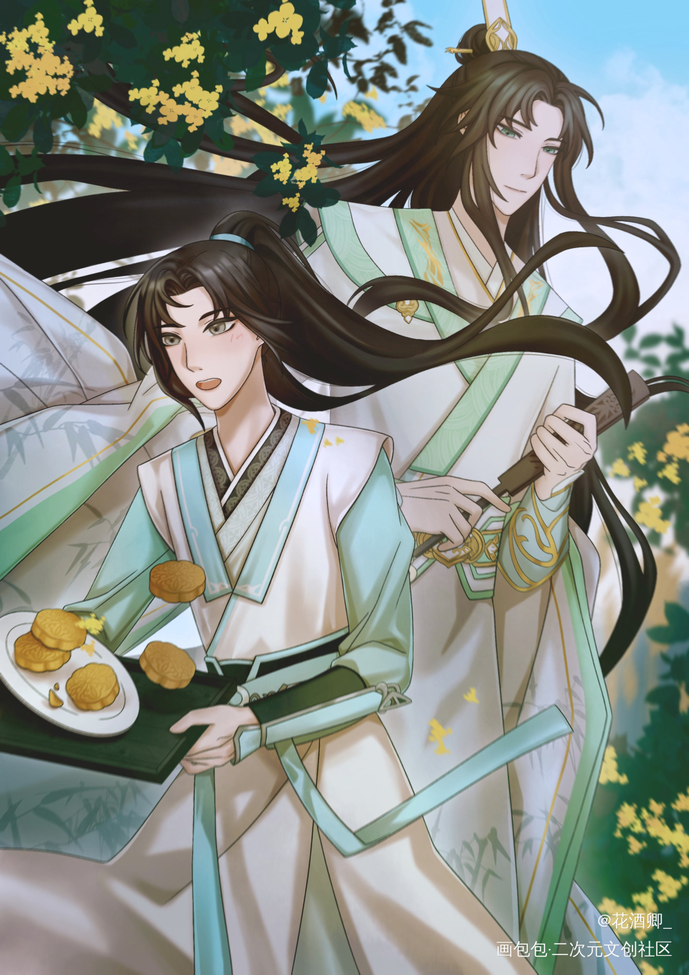 沈老师迟到的生贺图_人渣反派自救系统冰秋古风绘画作品