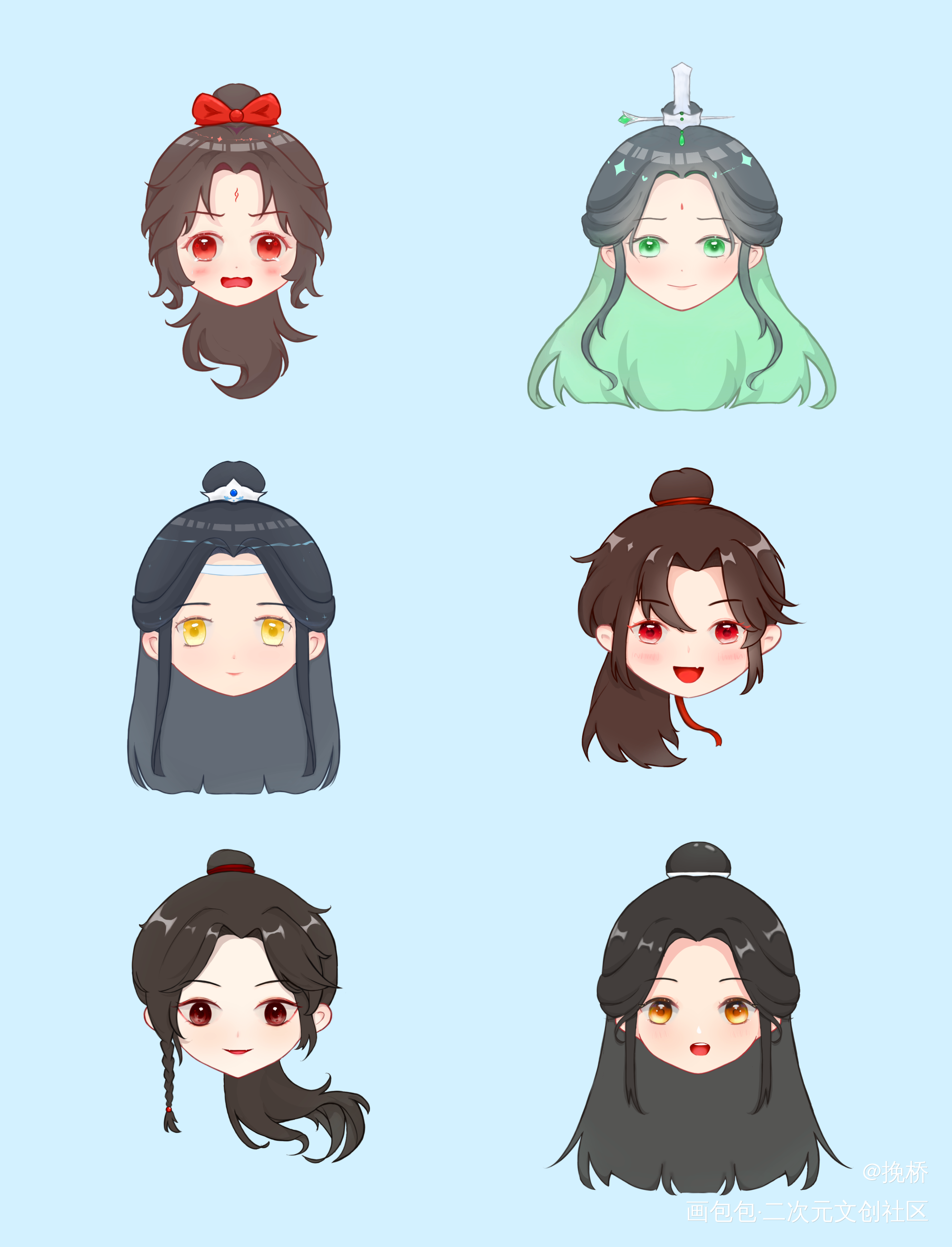 三子大头贴✅_人渣反派自救系统天官赐福魔道祖师绘画作品