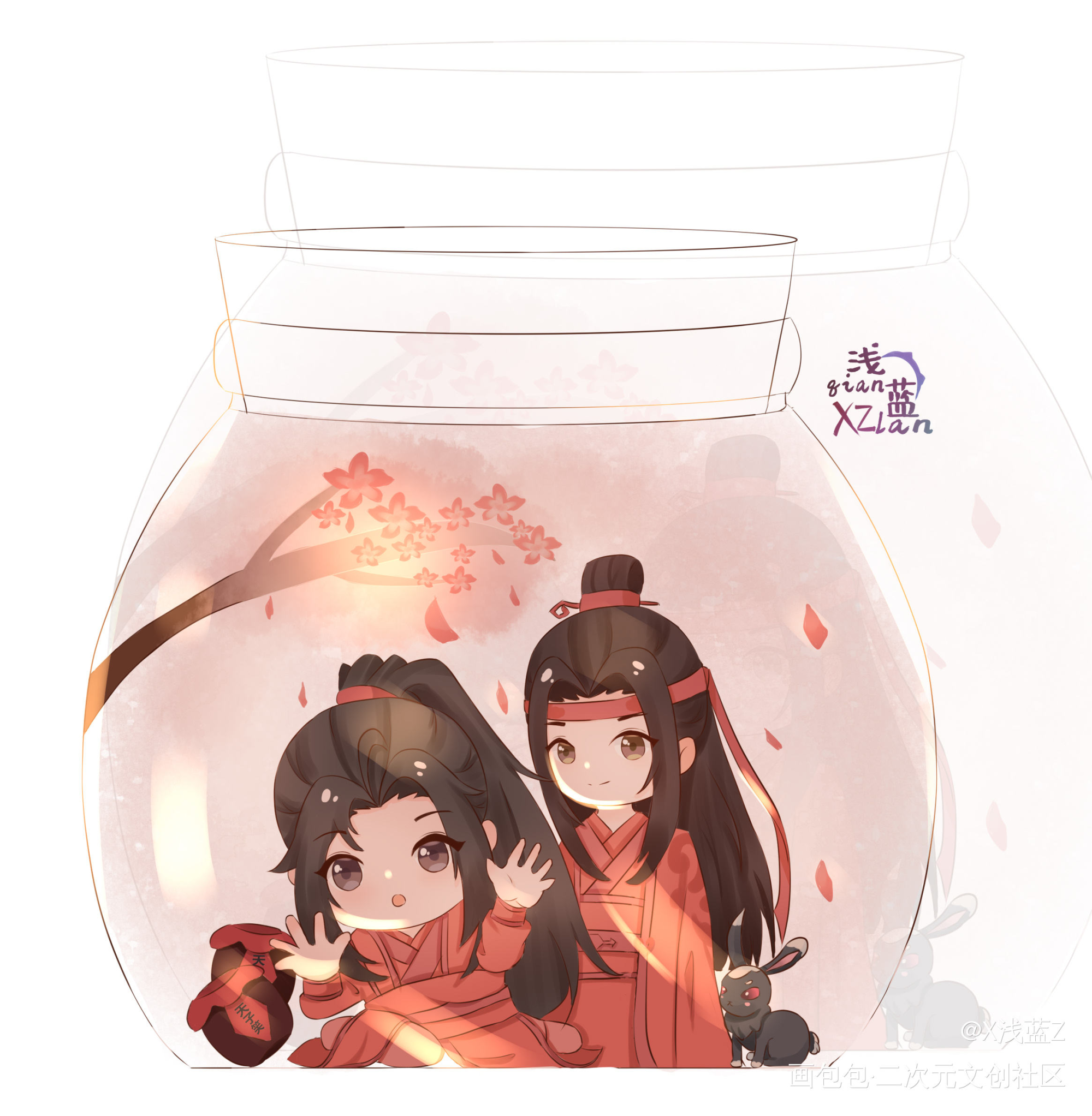 忘羡_魔道祖师忘羡蓝忘机魏无羡Q版绘画作品