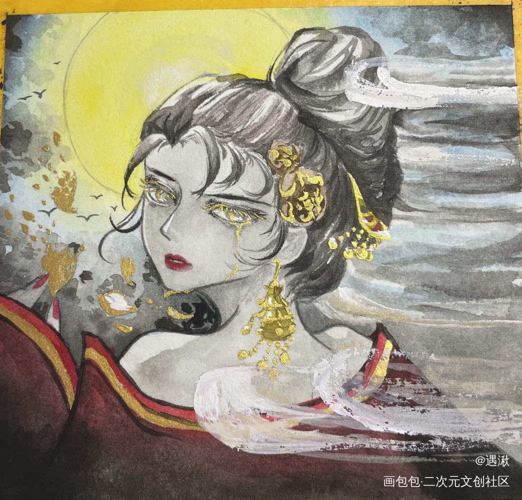 _手绘古风水彩绘画作品