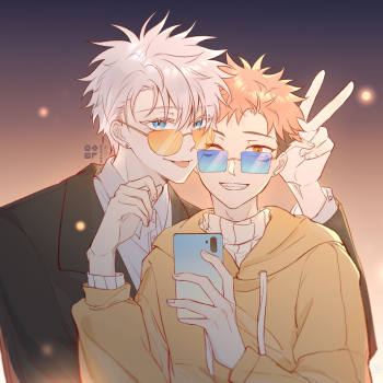 咒术回战五悠虎杖悠仁五条悟平涂日系插画同人绘画作品