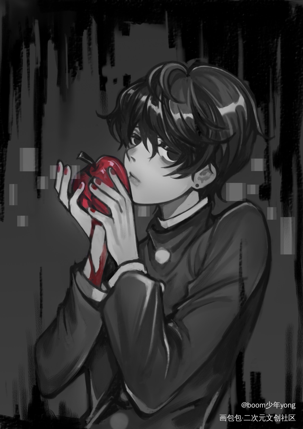 红_平涂原创oc绘画作品