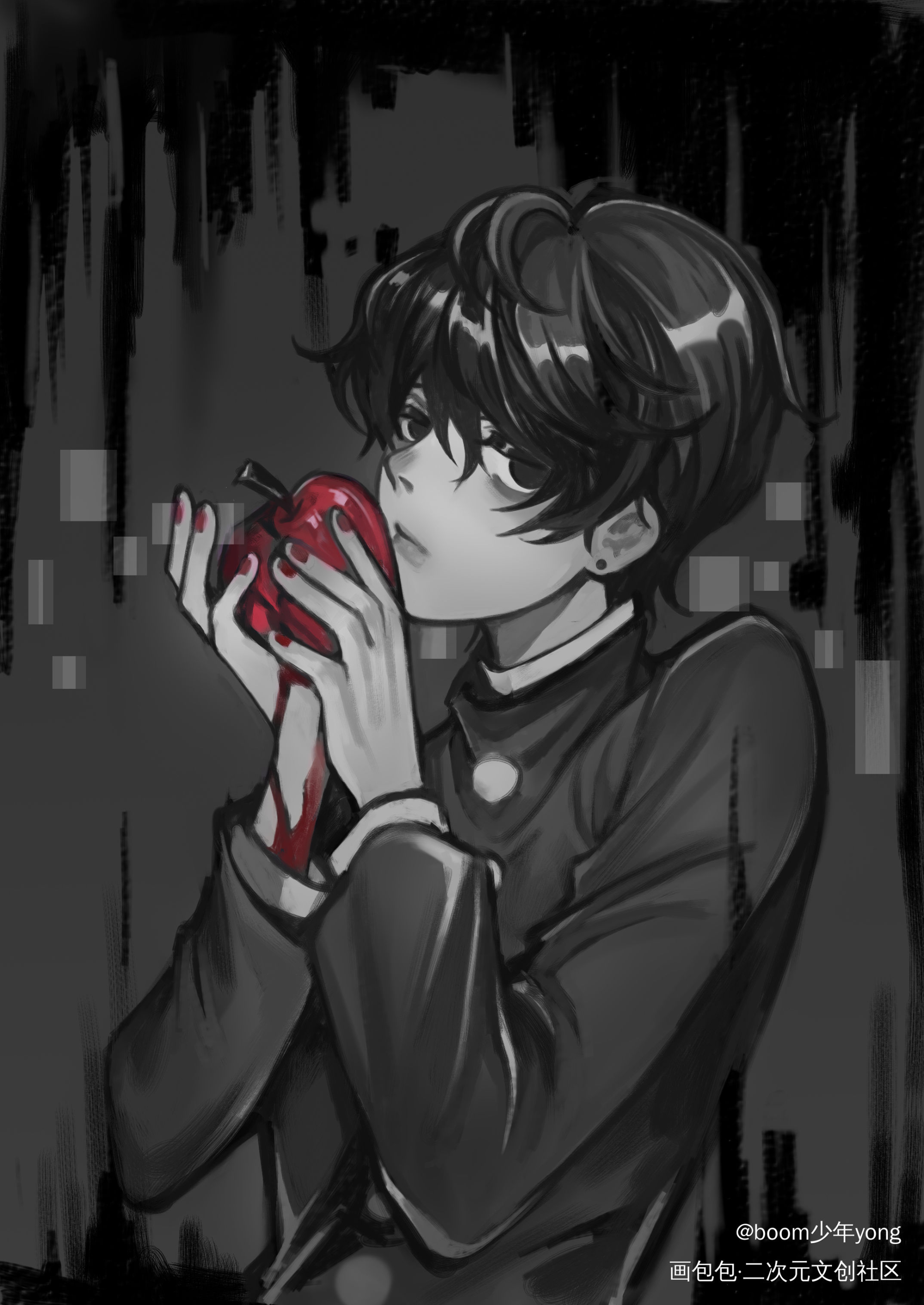 红_平涂原创oc绘画作品
