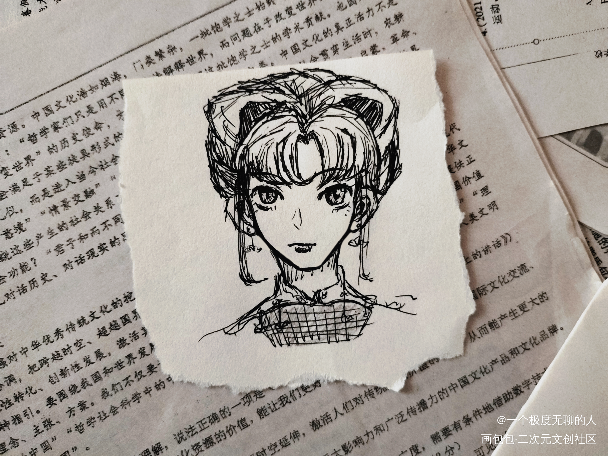 猫女_手绘日系我要上首推摸鱼自设绘画作品