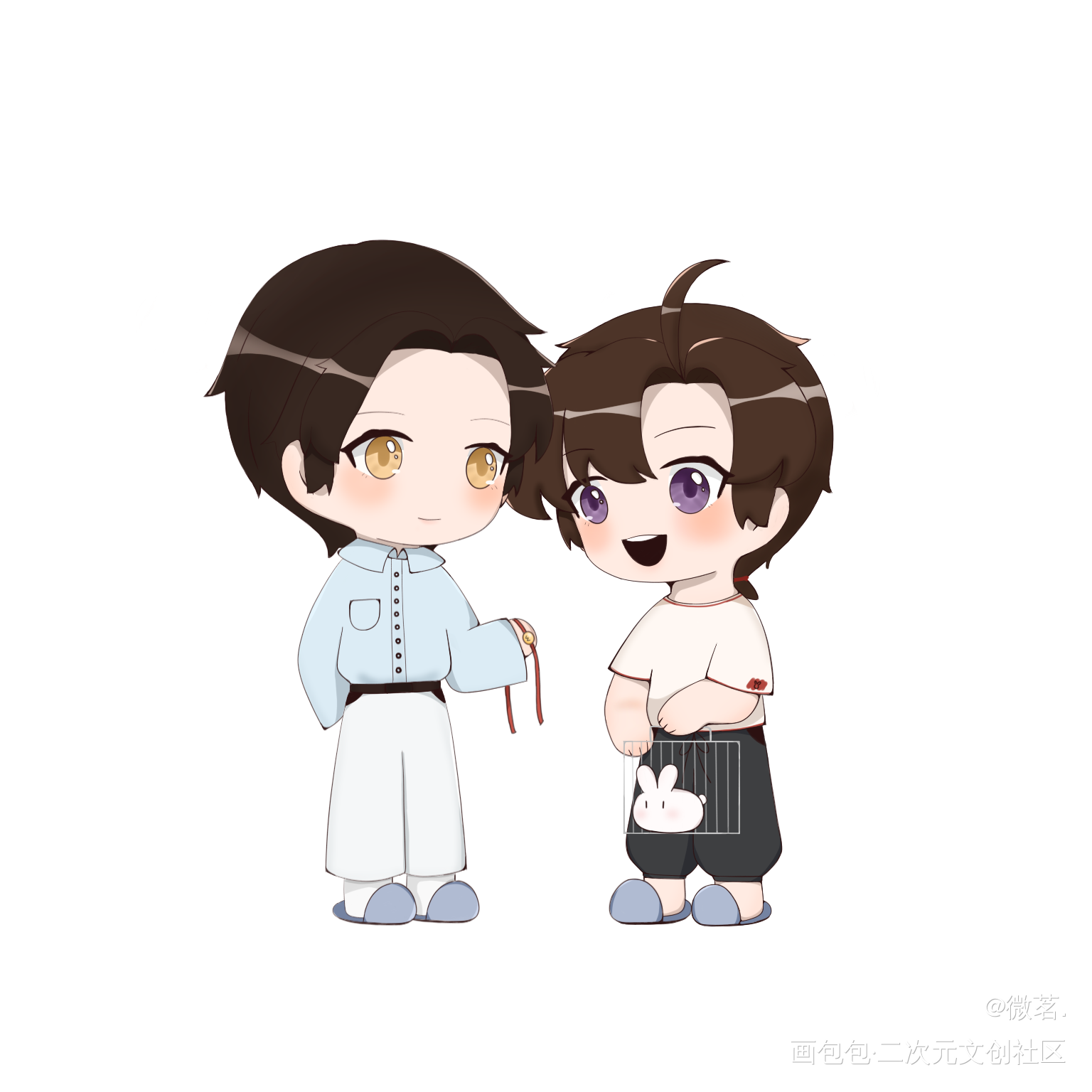 送兔子_魔道祖师忘羡蓝忘机魏无羡平涂Q版绘画绘画作品