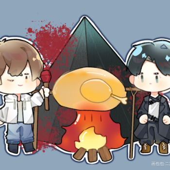 烤火鸡现已加入黑塔豪华套餐～_地球上线平涂日系q版同人绘画作品