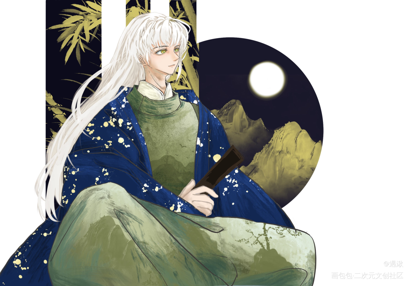 _古风平涂板绘绘画作品