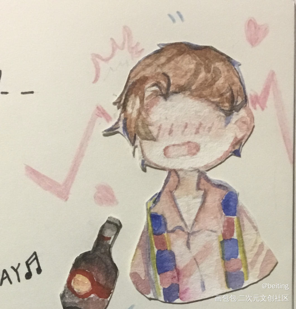 夏日限定_188男团简隋英水彩绘画作品