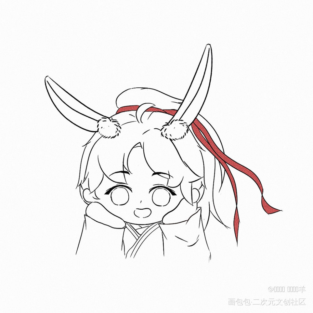 _魔道祖师魏无羡线稿板绘绘画作品