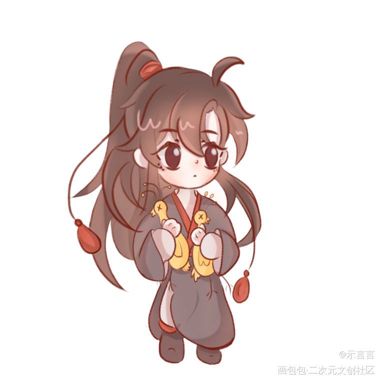 云梦小叽小羡_魔道祖师忘羡蓝忘机魏无羡古风Q版插画同人绘画作品