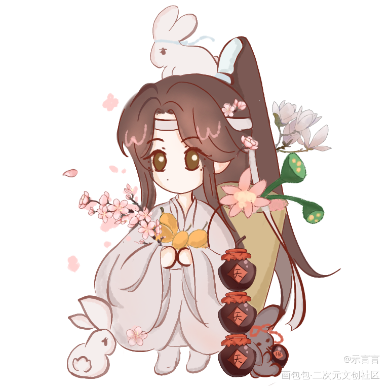 云梦小叽小羡_魔道祖师忘羡蓝忘机魏无羡古风Q版插画同人绘画作品