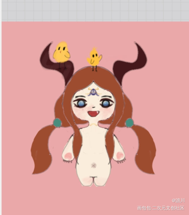 小妖怪和她的朋友_Q版绘画作品