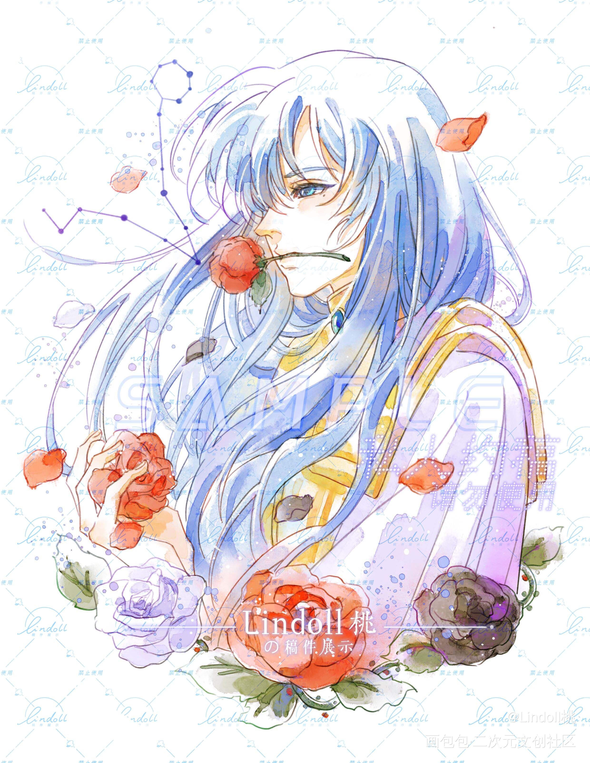 雅殿的稿件_圣斗士星矢水彩雅柏菲卡稿件展示约稿绘画作品
