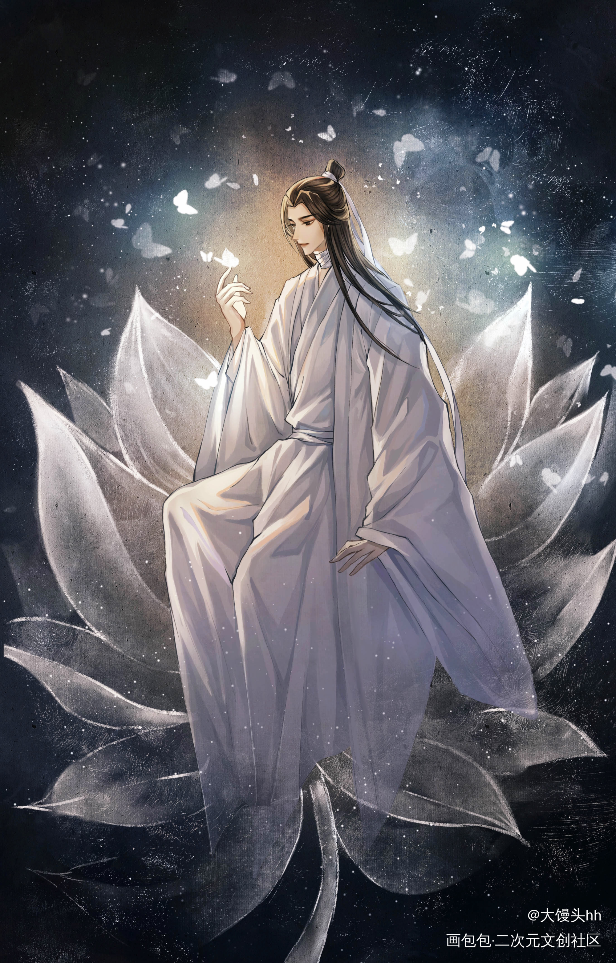 莲_天官赐福花怜谢怜古风插画绘画绘画作品