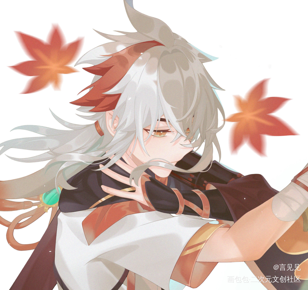 叶宝！_原神枫原万叶绘画作品