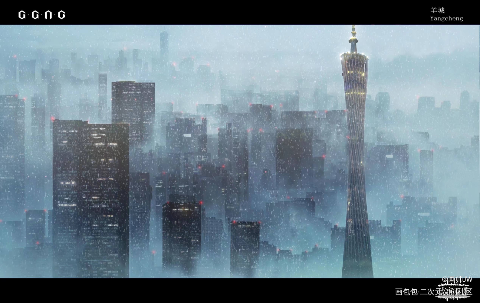 《城市百景》_手绘厚涂日系插画风景板绘插画壁纸绘画原创绘画作品