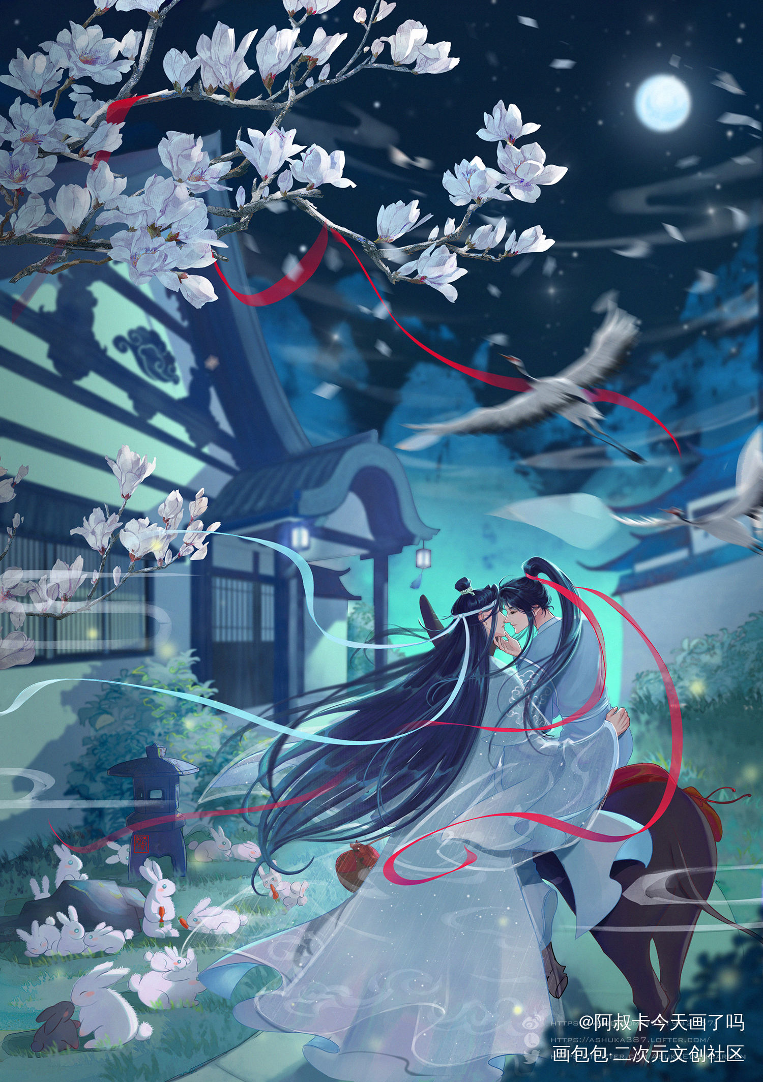 带一人回云深不知处_魔道祖师忘羡蓝忘机魏无羡古风墨香铜臭绘画作品