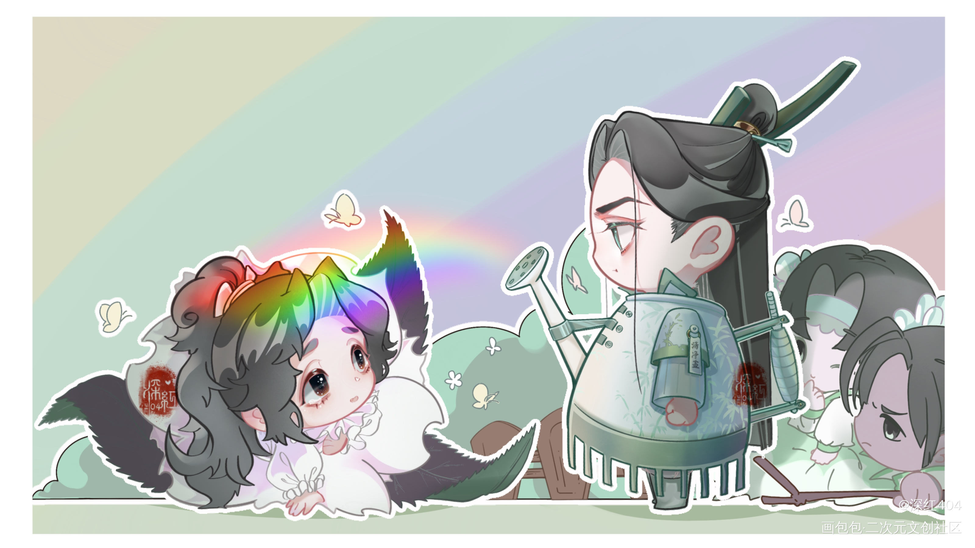 （二次发送）色纸立牌授权用_人渣反派自救系统沈清秋洛冰河绘画作品